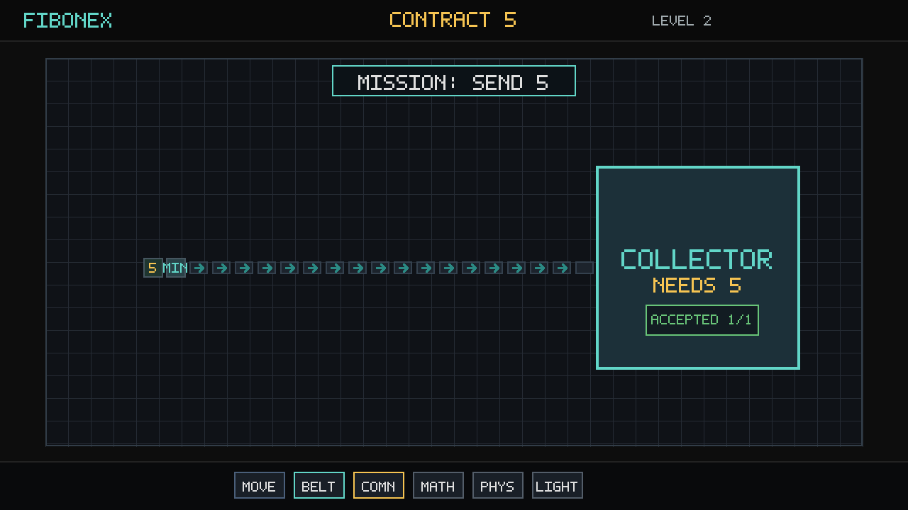 Example: a miner mines 5 and a conveyor belt sends it to the Collector