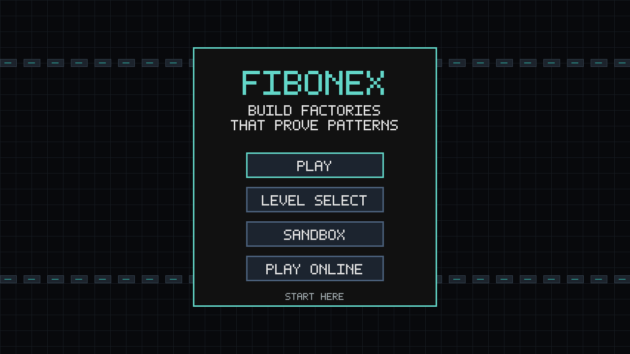 Start screen with Play, Level Select, Sandbox, and Play Online